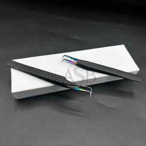 Pinzas de pestañas de acero sostenibles japonesas para bota delgada de 90 grados de alta calidad profesional, pestañas de fibra puntiagudas probadas a mano - Product Image 4