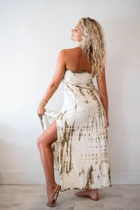 100% rayón atractivo estilo bohemio sin mangas Maxi vestido para mujer Sexy hombro sólido patrón vacaciones señoras vestido Casual - Product Image 5