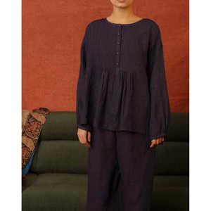 TAVISHI <b>Navy</b> Stripe <b>Linen</b> Blouse-Vintage Style Poplin Knitted Office <b>Shirt</b> Long & Casual Business for Autumn & Spring XL Size - Product Image 2