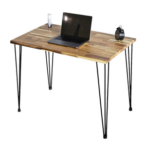 Hbwd034 Acacia Wood <b>Computer</b> <b>Desk</b> with 25mm Thick Top and Hairpin Iron Legs - Product Image 1
