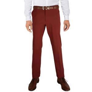 Pantaloni Eleganti da Uomo Tommy Hilfiger Modern Fit TH Flex Stretch Comfort Rossi Taglia 34X32 con Logo Personalizzabile in Tessuto Pettinato e Cintura - Product Image 1