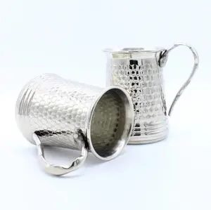 Hochwertige reine Silber becher gehämmert Moskauer Maultier Kupfer Bierkrug mit Griff Bestseller für Bars Pure Wine Mug