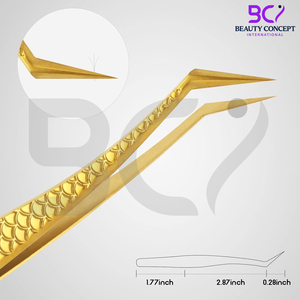 Extensiones de pestañas con agarre de diamante Pinzas injertadas Pinzas de precisión para pestañas, herramientas de aplicación de pestañas con punta en ángulo de acero inoxidable - Product Image 2