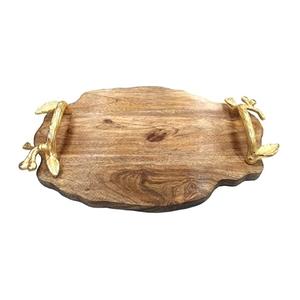 Forme ovale meilleure qualité fruits en bois plateau de service dessus de table snack plateau en bois de service exportateur en gros fabriqué à la main - Product Image 5