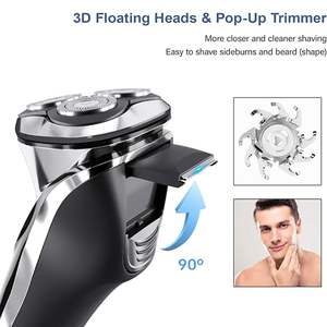 Rasoir électrique pour homme avec têtes rotatives 3D, étanche, rasage humide et sec, charge rapide et longue durée de vie de la batterie, écran LCD - Noir - Product Image 3