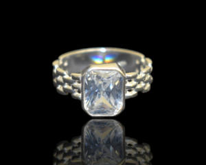 Zirconia cúbica de Plata de Ley 925, regalo hecho a mano para ella, anillo de cuarzo amarillo rubí con forma de rectángulo a la moda - Product Image 2