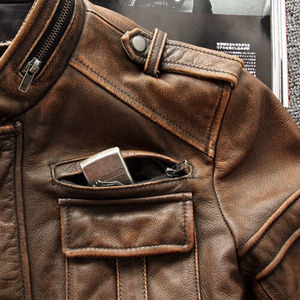 Manteau Vintage en cuir de vache véritable pour homme, veste d'affaires Slim, bombardier, nouvelle collection automne - Product Image 5