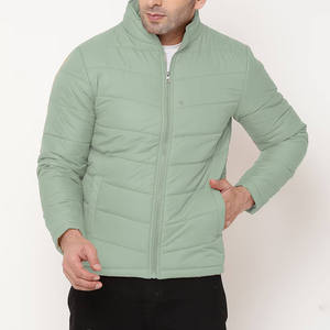 Veste matelassée pour homme, vert clair, col montant, fermeture éclair, imperméable, coupe-vent, vêtements d'hiver décontractés, rembourrage en coton toile - Product Image 4