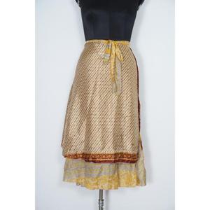 Wholesale Plus Size Summer Handmade Vintage Sari Silk Lace Wrap <b>Skirt</b> Reversible Lightweight Floaty Double Layer Floor-Length - Product Image 3