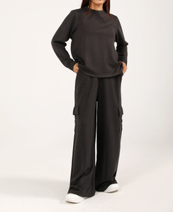 Survêtement personnalisé pour femmes, pantalon de survêtement décontracté en molleton durable, ensemble 2 pièces, sweat-shirt et pantalon cargo, survêtement avec logo personnalisé - Product Image 5