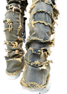 Fashion Street Wear Capris High Lightweight Edge Skinny Fitted Washed Distressed Canvas <b>Jogger</b> Pants Custom <b>Men</b> 100% Cotton High - Product Image 4