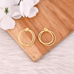 Yellow Gold Plated Brass Stud Earrings Handmade Minimalist Women's Anniversary Gift Jewelry - Product Image 4