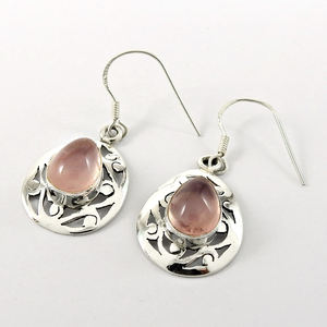 ต่างหูห้อยคุณภาพดีทำด้วยมือของ925เงินสเตอร์ลิงดีไซน์โดดเด่นพลอยควอตซ์ธรรมชาติเครื่องประดับแฟชั่นสำหรับผู้หญิงผู้ส่งออก - Product Image 1