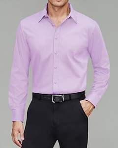 Camisas de Vestir de Verano para Hombre, 100% Algodón, Corte Entallado, Color Morado, Transpirables, Manga Larga, Formales de Negocios, para Oficina, Venta al por Mayor, OEM, ODM - Product Image 3