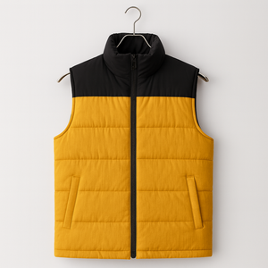 Gilet matelassé Colorblock pour homme Veste matelassée sans manches avec fermeture éclair sur le devant et poches latérales Vêtements d'extérieur décontractés légers et chauds - Product Image 5
