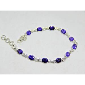 Handmade Blue Zircon <b>Bracelet</b> in 925 Sterling Silver Elegant <b>Fine</b> <b>Charm</b> Jewelry for Her Gift BR0170-GS - Product Image 1