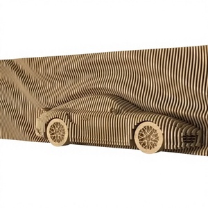 Décoration murale art déco en bois ondulé paramétrique CNC avec base de support en métal à suspendre à la main pour les célébrations d'anniversaire - Product Image 1