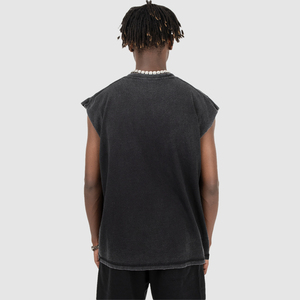 Haute qualité blanc hommes réservoir acide lavé sans manches T-shirt hommes Sport Gym débardeur acide lavage débardeur pour hommes - Product Image 3
