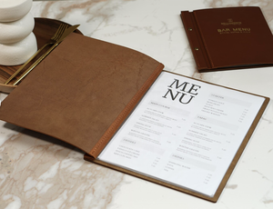 DIVRIS DRL-228 Porte-menu en bois en gros avec pages rechargeables, couverture de menu en cuir marron clair, porte-menu en cuir marron - Product Image 4