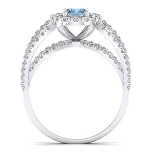 Anillo REYES con Gema de Aguamarina Natural Brillante en Plata de Ley 925, Certificado GRA, Anillos Halo con Moissanita VVS para Mujer - Product Image 4