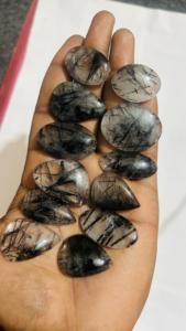 Cabochon de quartz rutilé noir naturel de qualité supérieure forme mixte pierre précieuse semi-précieuse rutile noire pour la fabrication de bijoux, - Product Image 2