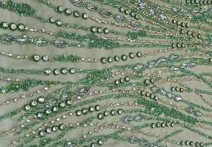 Traditional Beaded Lace <b>Fabric</b> With Handmade Embroidery Designed For Creating Elegant Lehenga Styles For Ceremonial Occasions - Product Image 2