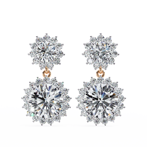 Luxe léger cent tournesol nouveau Floral complet laboratoire cultivé diamant or classique IGI certifié dames boucles d'oreilles bijoux - Product Image 2