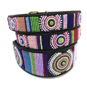 Colliers de chien en cuir brodés de perles de rocaille personnalisées avec design tribal Colliers de chien en cuir faits à la main avec perles - Product Image 4