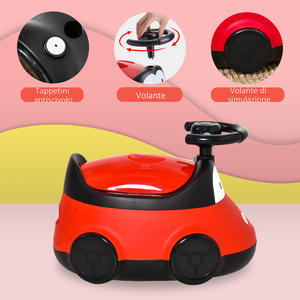 HOMCOM <b>Baby</b> <b>Potty</b> Car Shaped <b>Potty</b> Training Seat with Steering Wheel and Removable Tub for 6 Months to 3 Years Old, Red - Product Image 6