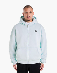 Logo personnalisé 100% coton sweat à capuche zippé nouvelle couleur menthe Streetwear épaule tombante épais et lourd pull à capuche hommes - Product Image 1