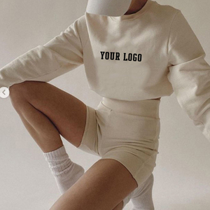 Venta caliente Servicio OEM Conjunto de 2 piezas Mujeres Ropa de calle personalizada Logotipo personalizado Mujeres Chándal Ligero Crop - Product Image 4