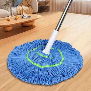 Steel <b>Pole</b> Round Cotton Head Floor Mop Home Cleaning Rectangle <b>Twist</b> Design with Color for Home Use - Product Image 1