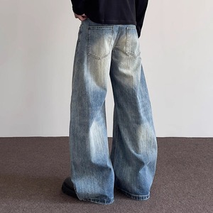 Pantalones Vaqueros de Mezclilla para Hombre, Estilo Urbano, de Alta Calidad, Personalizados, de Algodón, Sueltos, Lavados a la Piedra, Azules, de Pierna Ancha, Holgados - Product Image 3