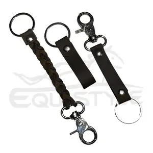 Wholesale Leather keychains Customized Design Braided Simple Strap Three Charming Styles Set Mens Keyrings Handmade in Pakistan