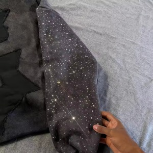 Sweat à capuche pour homme en coton 100% avec étiquette personnalisée, broderie usée, coton délavé à l'acide, fermeture éclair, strass - Product Image 3