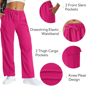 Pantalones Cargo de cintura alta para mujer con logotipo personalizado OEM, ropa de calle Cordura, pantalones con cierre de cordón multibolsillo, ligeros, más planos - Product Image 4