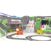 Équipement de terrain de jeux intérieur commercial personnalisé pour enfants avec trampoline, fosse à balles, toboggan et piste de glisse