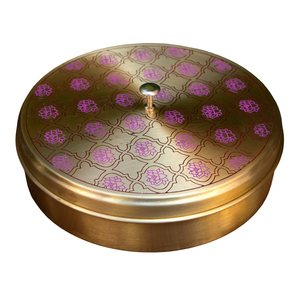Caja Redonda de Latón para Especias (Masala Dabba) con Tapa y Contenedores Interiores, Hecha a Mano, para Uso en Cocina, Hotel o Restaurante, con Diseño Martillado - Product Image 3