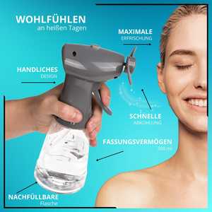 Ventilador de Mano Portátil con Rociador de Agua, Tres Velocidades, Enfriamiento por Aire, Humidificador, Funciona con Batería, para Uso Doméstico y en el Automóvil - Product Image 4