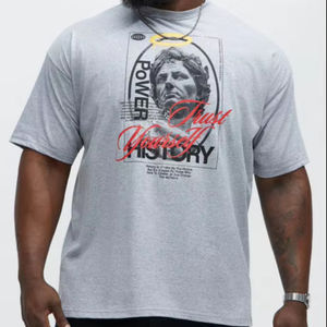 Camisetas al por mayor de alta calidad, 100% algodón, color gris claro personalizado, de lujo, estilo urbano, estampadas, de manga corta para hombre. - Product Image 1