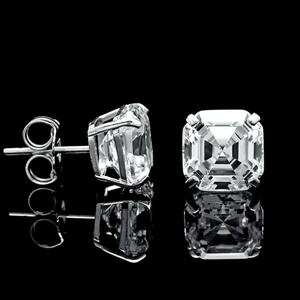 Pendientes de moissanita de corte Asscher para mujer, pendientes de tuerca de moissanita, pendientes de moissanita de plata esterlina, pendientes de diamante solitario - Product Image 2