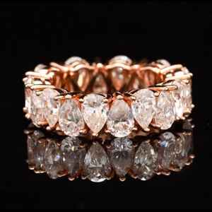 Venta caliente 4,6mm Forma de pera Moissanite Anillo de compromiso Hermoso regalo de boda chapado en oro natural - Product Image 1