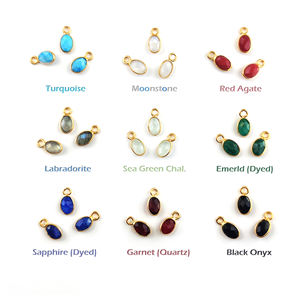 จี้ฝาอัญมณี 6x4 มม.รูปไข่ Briolette อัญมณี 18K ทอง Vermeil 925 จี้ฝาเงินสเตอร์ลิง Charm Charm - Product Image 6