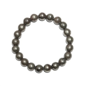 Pyrite Beads กำไลข้อมือ100% แท้ทรงกลมขนาด8มม. ทำจากหินธรรมชาติสร้อยข้อมือโยคะคริสตัลยืดได้ - Product Image 1