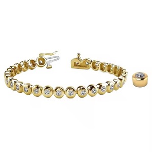 Bracelet de tennis en diamant cultivé en laboratoire de forme ronde personnalisée serti de lunette Bracelet en diamant en or jaune 18 carats pour hommes et femmes - Product Image 4