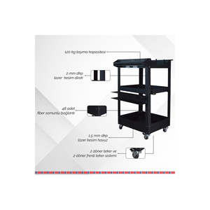 โต๊ะทำความสะอาดเหล็กเคลื่อนที่ได้ สีดำ - Product Image 2