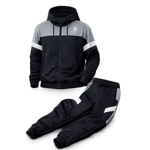 Mens Custom Logo Tech Fleece Tracksuit Set Full <b>Zip</b> <b>Hooded</b> Jacket Jogger Pants Athletic Sportswear Training Running Outfit - Product Image 5