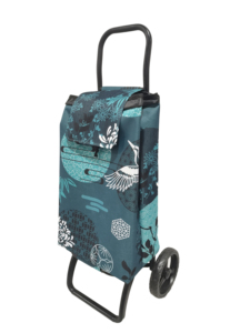 Tropical Toucan Print <b>Tools</b> Shopping Cart with 2 Wheels Portable Roll Container Green Textile Iron Steel Frame - Product Image 2