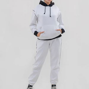 Survêtements décontractés pour femmes, conçus sur mesure, à capuche, en molleton de coton uni, en tissu tricoté, écologiques et respirants pour l'extérieur - Product Image 6