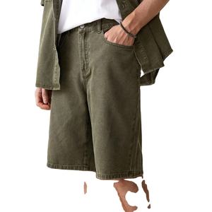 Conjunto de Pantalones Cortos Cargo de Mezclilla para Hombre de Alta Calidad al por Mayor, con Logotipo Personalizado, Cintura Elástica, Jeans de Manga Corta a la Moda, Casuales de Invierno - Product Image 4